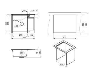 Мойка кухонная Granula 6202, ТУРМАЛИН